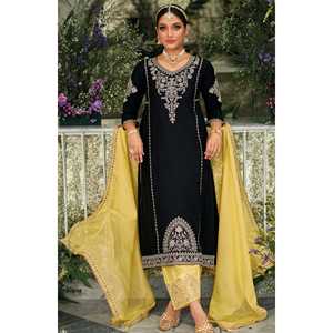 Magnifique Salwar Kameez en coton avec Plazzo et Dupatta, tenue de soirée avec broderie de sequins - Product Image 6