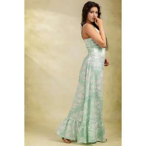 ชุดเดรสยาวพิมพ์ลายบล็อกผ้าฝ้ายอินเดียสำหรับผู้หญิง, ชุดเดรสแม็กซี่สไตล์โบฮีเมียน, ชุดฤดูร้อนที่ใส่สบาย - Product Image 4