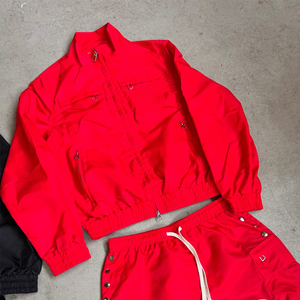 Custom Streetwear <b>Patch</b> Embroidery Logo Windbreaker and Shorts Set Heavyweight Nylon Polyester Tracksuit for Men - Product Image 3