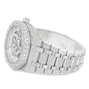 Reloj de lujo unisex de acero inoxidable con diamantes, caja tonneau, movimiento mecánico, esfera analógica, cierre desplegable, 44 mm - Product Image 2