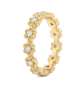 Bague d'éternité complète à motif floral avec diamants de laboratoire taille ronde, en or massif 9K 10K 14K 18K, bijoux de mariage minimalistes pour mariée - Product Image 2