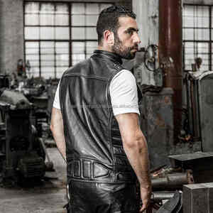 Nueva moda clásica motocicleta cuero chaleco Pu cuero de vaca Motorcade chaleco 6XL hombres cuero genuino chaquetas sin mangas - Product Image 4