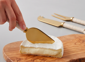 Modern <b>Cheese</b> <b>Knife</b> <b>Set</b> Of 3 With Gold Finish And Rope Handles Dishwasher Safe Ideal For Serving Use And Cutting Use - Product Image 5