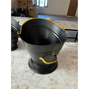 Black Metal Coal Hod With Dual Gold Handles Traditional Fireside Coal Scuttle Bucket for Indoor Fireplace And Wood <b>Burner</b> Fuel - Product Image 2