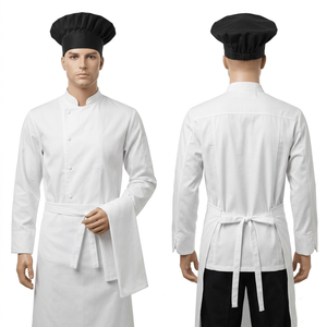 Gorro de Chef Negro de Sarga de Polialgodón Premium con Elástico Trasero, Gorro Culinario con Logotipo Personalizado Bordado/Estampado, Cubre Cabezas para Cocina - Product Image 1