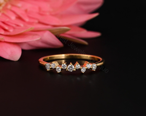 Dainty Diamond Curved <b>Ring</b> 0.23 Ct Natural Diamonds Crown Wedding Band Minimal <b>Stacking</b> <b>Ring</b> - Product Image 5