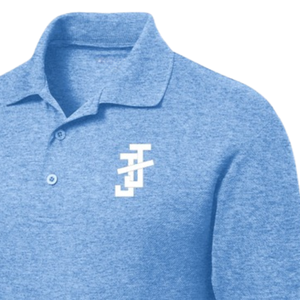 Camisa Polo Azul Heather para Hombre, Diseño Bordado, Manga Corta, Cuello Camisero, Mezcla de Algodón, Ropa Casual de Negocios y Golf - Product Image 4