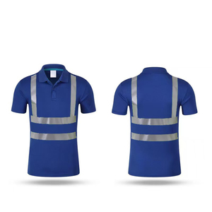 เสื้อโปโลแขนสั้นผู้ชายสีแดงพร้อมแถบสะท้อนแสง ไซส์ใหญ่ ผ้าถักโพลีเอสเตอร์ ชุดลำลองเพื่อความปลอดภัย - Product Image 3