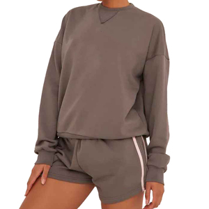 Custom Logo Cotton Short Hoodie <b>Set</b> Women Casual <b>Sets</b> Ladies Sportswear 2 Piece Sweat Shorts and Hoodie <b>Set</b> - Product Image 1