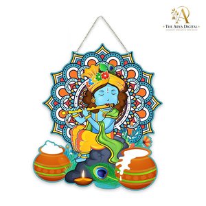 Artvibes Bal Krishna con Flauta, Colgador de Pared de Madera para Sala de Estar, Decoración Espiritual para el Hogar - Product Image 5