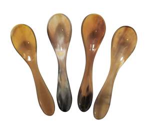 Natural Buffalo Horn Dessert <b>Spoons</b> Handmade Horn <b>Spoons</b> for Cake <b>Soup</b> Culinary Use - Product Image 2
