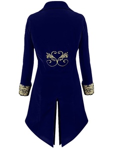 Disfraz de Halloween Medieval Steampunk Assassin Elves Pirate para hombre adulto, Chaqueta larga Vintage negra con abertura, armadura gótica, abrigos de cuero - Product Image 2