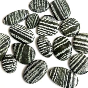 Cabujón de Jaspe Cebra Verde Natural Pulido, Gema Suelta en Forma Ovalada, de Pera y de Forma Libre, Piedra de Diseño para Joyería - Product Image 2