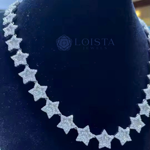 LOISTA Star Moissanite <b>Statement</b> <b>Necklace</b> 925 Silver Rhodium Plated Women's Luxury Party Jewelry - Product Image 3