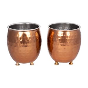 Juego de 2 Macetas Pequeñas de Cobre Martillado Estilo Mule Mug, Decoración Ecológica para Jardín Interior/Exterior, Hogar, Oficina, Escritorio, Mesa - Product Image 1