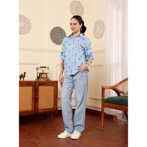 Blusa Oversize con Rayas de Corazones para Mujer Tallas Grandes, Camisa a Rayas para Mujer - Product Image 1