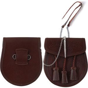 Sac Sporran en Cuir Végétalien Motif Nœud Celtique Écossais Modèle 2026, Chaîne Réglable, Épingle en Acier Inoxydable, Style Décontracté – Vente Flash - Product Image 3