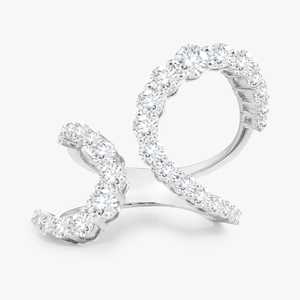 แหวนไขว้ลายวนแบบเปิด 14K 18K ทองคำแท้ ประดับเพชรทรงกลมเจียระไนแบบ Pave เพชรเลี้ยงในห้องปฏิบัติการ หรูหรา สง่างาม เหมาะสำหรับงานเลี้ยงค็อกเทล เครื่องประดับชั้นดี - Product Image 4