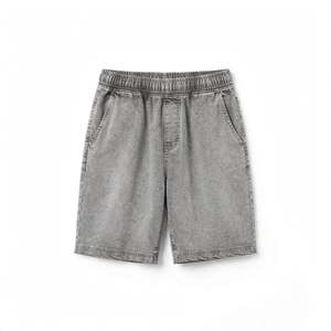 Shorts d'été en gros pour hommes, 220 grammes, taille élastique, style streetwear, longueur genou, couleur unie, en molleton teint, élastique - Product Image 4