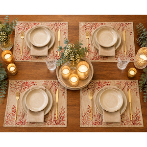 Set de table en lin imprimé de qualité supérieure avec motif de branche d'olivier botanique – Nappe de table florale rustique pour la salle à manger et la décoration intérieure - Product Image 2