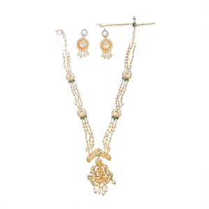 Temple Style Long Necklace Set with Hindu God Motif - Product Image 2