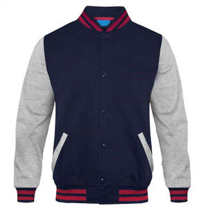 Chaqueta universitaria de béisbol personalizada para hombre, lisa, con mangas de cuero, precio al por mayor - Product Image 1
