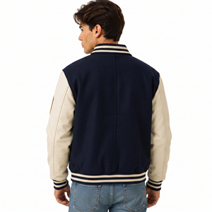 Men Winter Wear Varsity Jacket Custom Embroidery Patches Baseball Jackets Turn Down Collar <b>Covered</b> <b>Button</b> Varsity Men's - Product Image 2