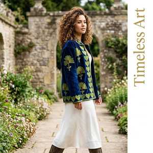Collection Créative – Veste en Velours Brodé Faite Main de Luxe, Art Floral Suzani, Cardigan Ouvert, Manteau Bohème Tribal Traditionnel - Product Image 2