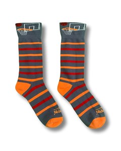 Men's Crew <b>Socks</b> Striped Basketball Print Sporty Knitted Summer <b>Socks</b> <b>Orange</b> Red Blue Patterned Design Breathable Knitted <b>Socks</b> - Product Image 2