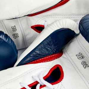 Gants de boxe en cuir bleu marine avec logo personnalisé, 16 oz, fermeture auto-agrippante, respirants, pour adultes, entraînement, sparring, arts martiaux, unisexe - Product Image 6