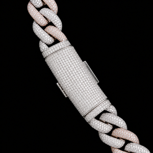 High Quality 18K <b>Solid</b> Gold Cuban Link Chain <b>Necklace</b> with Round Brilliant Cut Moissanite Full Iced Design Unisex Stylish Chain - Product Image 4