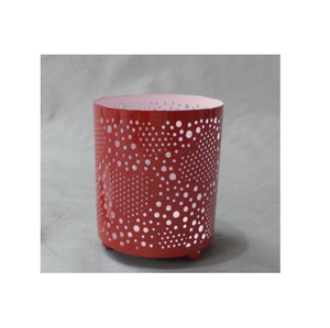 Élégant Porte-Bougie Décoratif en Fer Perforé, Finition Rose Rougeâtre Cylindrique, Motif Artistique Circulaire Découpé, Sans Plomb - Product Image 5