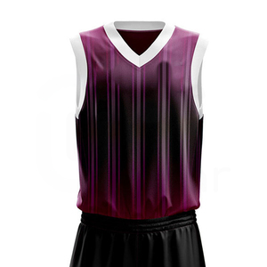 Conjunto de Camiseta de Baloncesto sin Mangas Unisex, Degradado Morado y Negro, Absorbe la Humedad, 100% Poliéster Sublimado, para Todas las Temporadas - Product Image 4