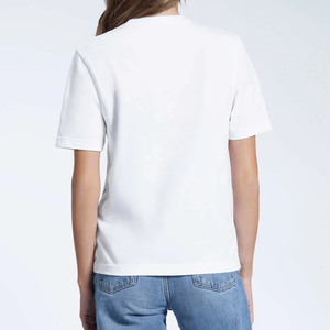 เสื้อยืดคอกลมสีขาวสำหรับผู้หญิง ผ้าฝ้าย 100% ทรงปกติ แขนสั้น สไตล์ลำลอง ใส่ได้ทุกฤดู ระบายอากาศได้ดี ผ้าฟลีซ แห้งเร็ว - Product Image 2