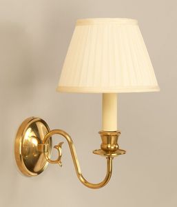 Traditional Brass Wall <b>Sconce</b> With Cream Shade And Curved Arm Decorative <b>Lighting</b> For Indoor Use - Product Image 1