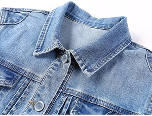 Veste en jean pour femme, coupe classique, bleu personnalisé, style streetwear vintage, respirante, manches longues, en coton, fabricant OEM ODM - Product Image 3