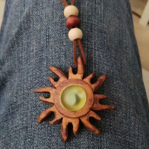 สร้อยคอสำหรับผู้ชายผู้หญิงจี้ไม้ Boho ชนเผ่า Sono สไตล์โบฮีเมียนธรรมชาติขนาดใหญ่สร้อยคอทำด้วยมือปรับสายได้ - Product Image 5