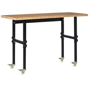 59\" Height Adjustable Garage Workbench with Wheels Bamboo Tabletop Durable Workstation Tool Table for Woodworking - Product Image 1