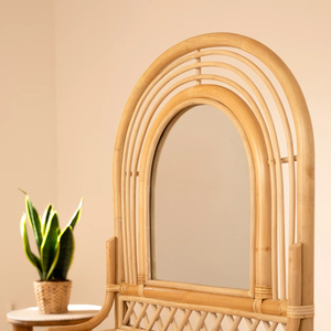 Mesa de Maquillaje Infantil de Ratán Natural Más Vendida con Espejo y Taburete, Muebles Infantiles Hechos a Mano de Alta Calidad, Fábrica OEM ODM - Product Image 3