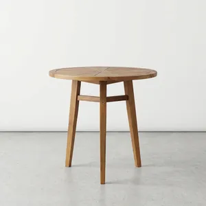 Modern Teak <b>Wood</b> Outdoor Round <b>Table</b> Design Durable Natural Finish for Patio <b>Garden</b> Furniture - Product Image 1