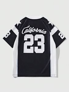 Jersey de Fútbol Americano Negro Brillante de Poliéster, Estilo Vintage, Holgado, Transpirable, Informal, Deportivo, de Marca, en Tendencia - Product Image 3