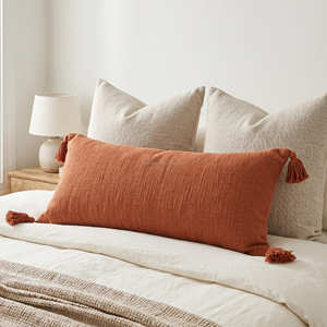 Housse de coussin lombaire surdimensionnée bleue texturée, style moderne pour chambre à coucher, 30 × 80 cm - Product Image 5