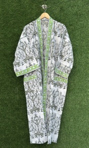 Kimono de Algodón con Estampado Floral Boho para Mujer, Hecho a Mano, con Cuello en V y Manga Larga, para Primavera/Verano, Playa o Piscina - Product Image 5