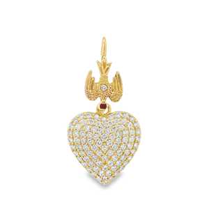 Heart Shape Round Lab Grown Diamond Charm <b>Pendant</b> Custom 14K <b>Solid</b> <b>Gold</b> Ruby Accent Minimalist Modern <b>Pendant</b> Jewelry Wholesale - Product Image 5