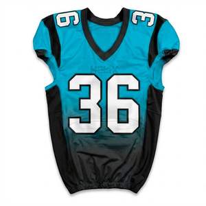 Maillot de football américain bleu sarcelle et noir, design personnalisé, sublimation dégradée, tenue de football moderne pour équipe, uniformes en gros - Product Image 1