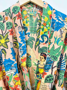Kimono Floral Estampado para Mujer, Bata Larga de Manga Larga, Ropa de Dormir Informal, 100% Algodón, Kimono para Verano - Product Image 6
