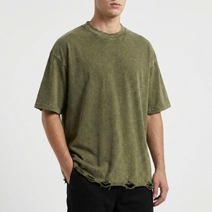 Men's Washed Vintage Oversized Distress T-<b>Shirt</b> Heavy Cotton Casual Boxy Streetwear Eco-Friendly Breathable Fashion Tee - Product Image 3