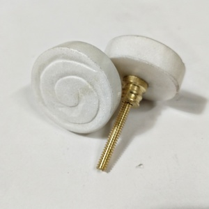 Perilla de puerta de piedra grabada con hojas, tiradores redondos para cajones de armarios, herrajes, tiradores y perillas para muebles de cocina - Product Image 5