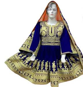 Robe culturelle afghane écologique pour femmes, manches longues, longueur genou, avec dentelle à la taille naturelle et broderie tribale authentique - Product Image 3