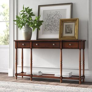 Table console en bois artisanal avec grain de bois naturel pour un intérieur luxueux et une collection de meubles élégants - Product Image 1